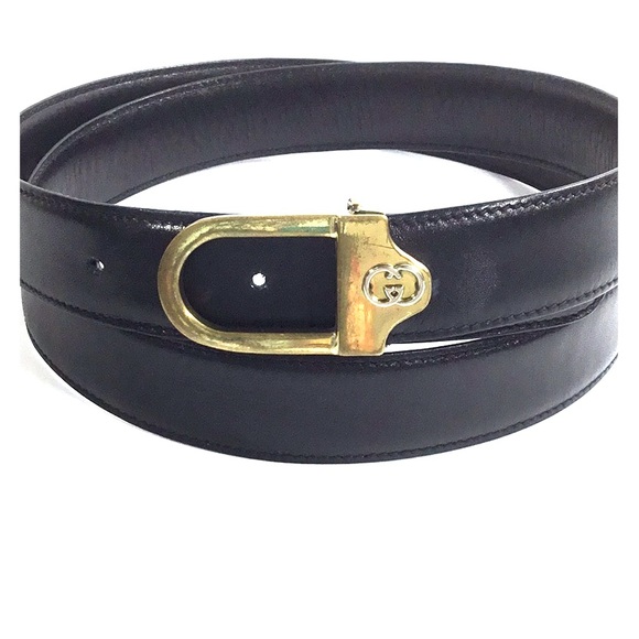 Gucci Other - GUCCI Vintage Black Belt Brass Hardware Size 42